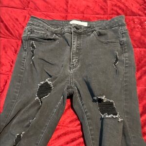 KanCan Charcoal Distressed Skinny Jeans
